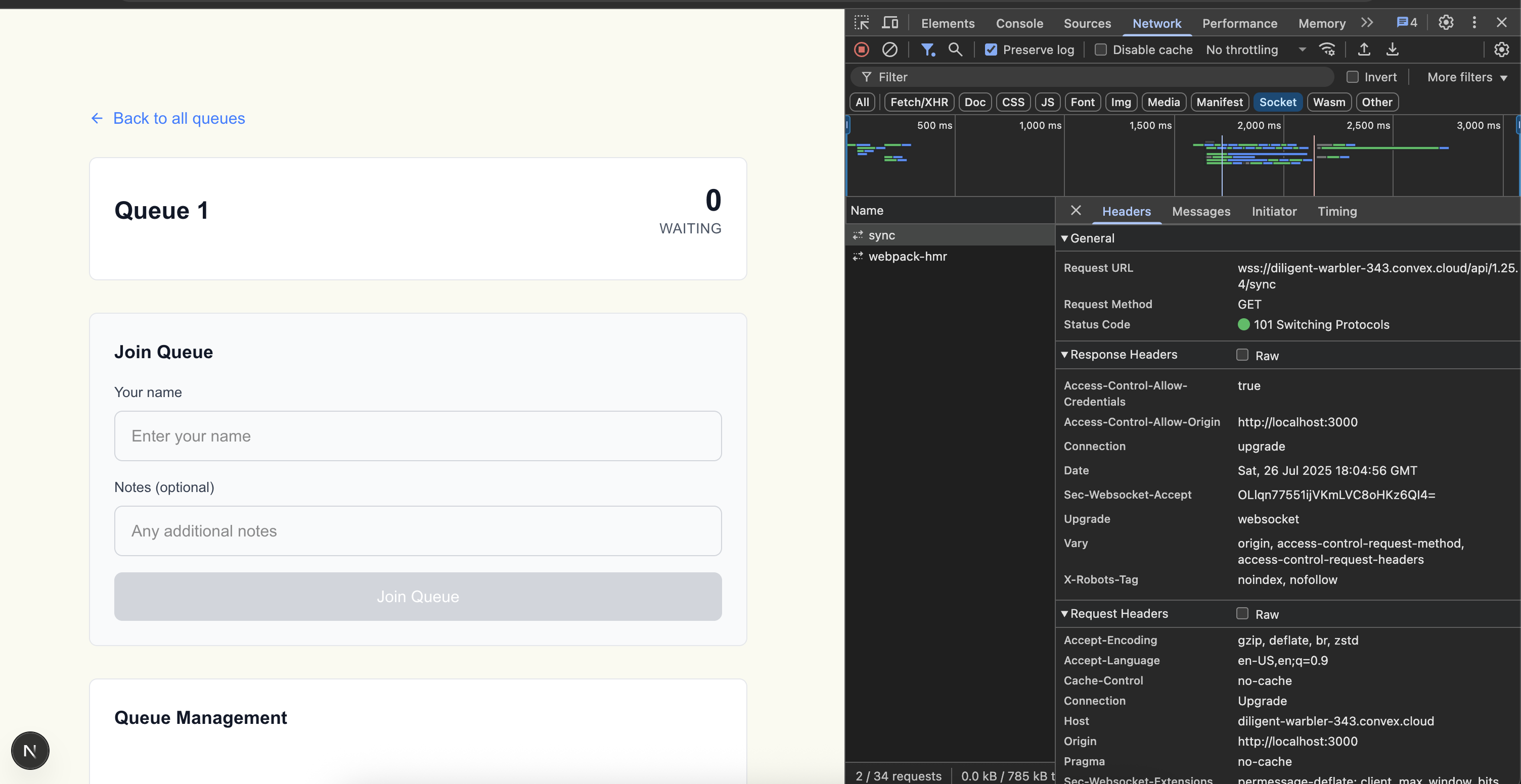 Websocket connection